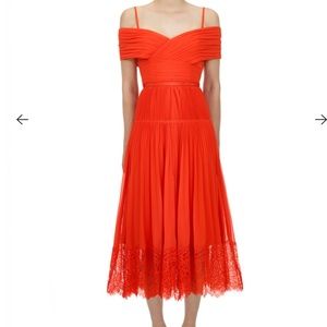 Self-portrait pleated off-shoulder dress